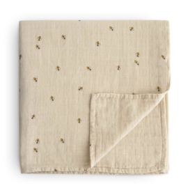 Mushie - Inbakerdoek - Mousseline - Bijtjes - 120x120 cm