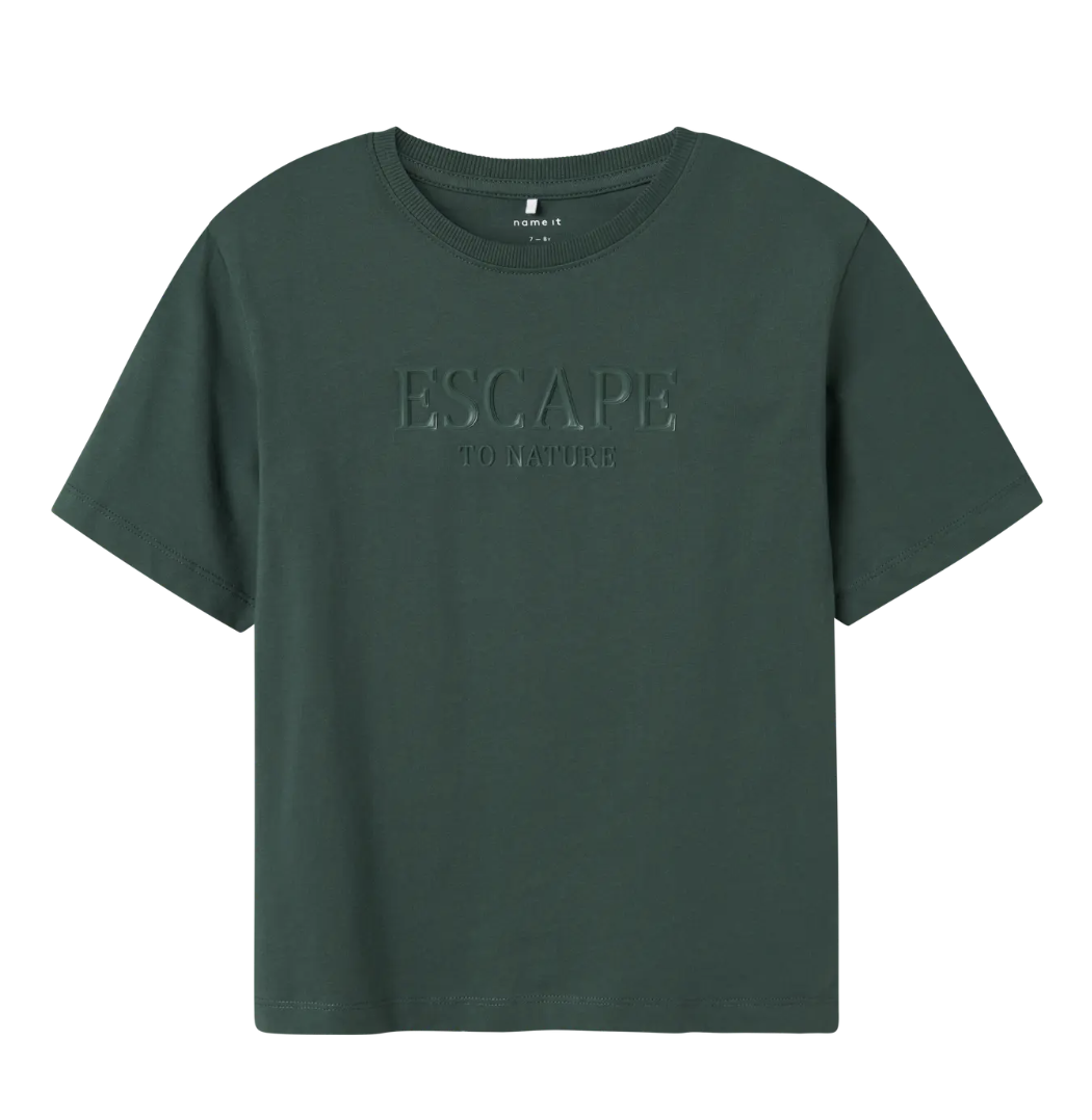 Name It - T-shirt - Laurent - Garden Topiary - Donkergroen - Escape