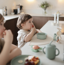 Mushie - Siliconen - Kom - Cambridge - Blue - Zuignap