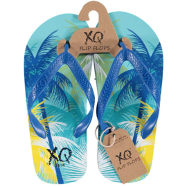 XQ Footwear - Jongens - Slippers - Palmboom - Blauw - Geel