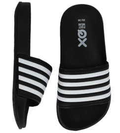 XQ Footwear - Slippers - Zwart - Wit - Gestreept