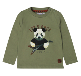 Dirkje - T-shirt - Panda - Let's - Rock - Faded - Green