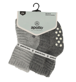 Apollo - Baby - Home - Thuis - Antislip - Sokken - 2-pack - Grijs