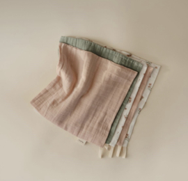Mushie - Washandjes - Mousseline - Pink Flowers - 5 Stuks