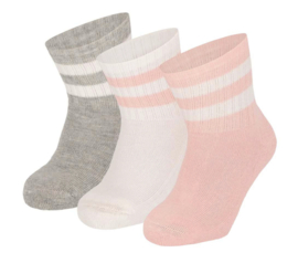 Apollo - Sokken - Sport - Baby - 3-pack - Roze - Grijs - Wit