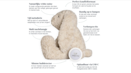 Baby's Only Bibi het knuffelkonijn met slaaptrainer - Baby knuffel met white noise en slimme huilsensor - Nachtlicht - Warm Linen