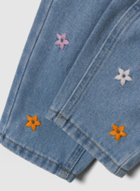 Name It - Broek - Light - Blue - Denim - Embroidery - Bloemetjes