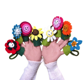 Vilten - Vingerpopjes - Bloem - Assorti - Set - Van - 8 - Stuks