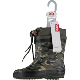 XQ Footwear - Regenlaarzen - Legerprint - Groen - Zwart