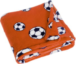 Playshoes - Fleece - Deken - Voetbal - Oranje - 75 x 100 cm