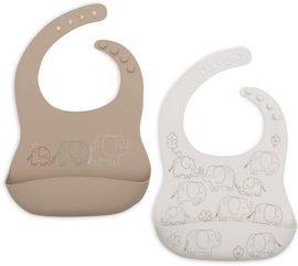 Jollein - Slabben - Siliconen - Elephant Tales - 2 stuks