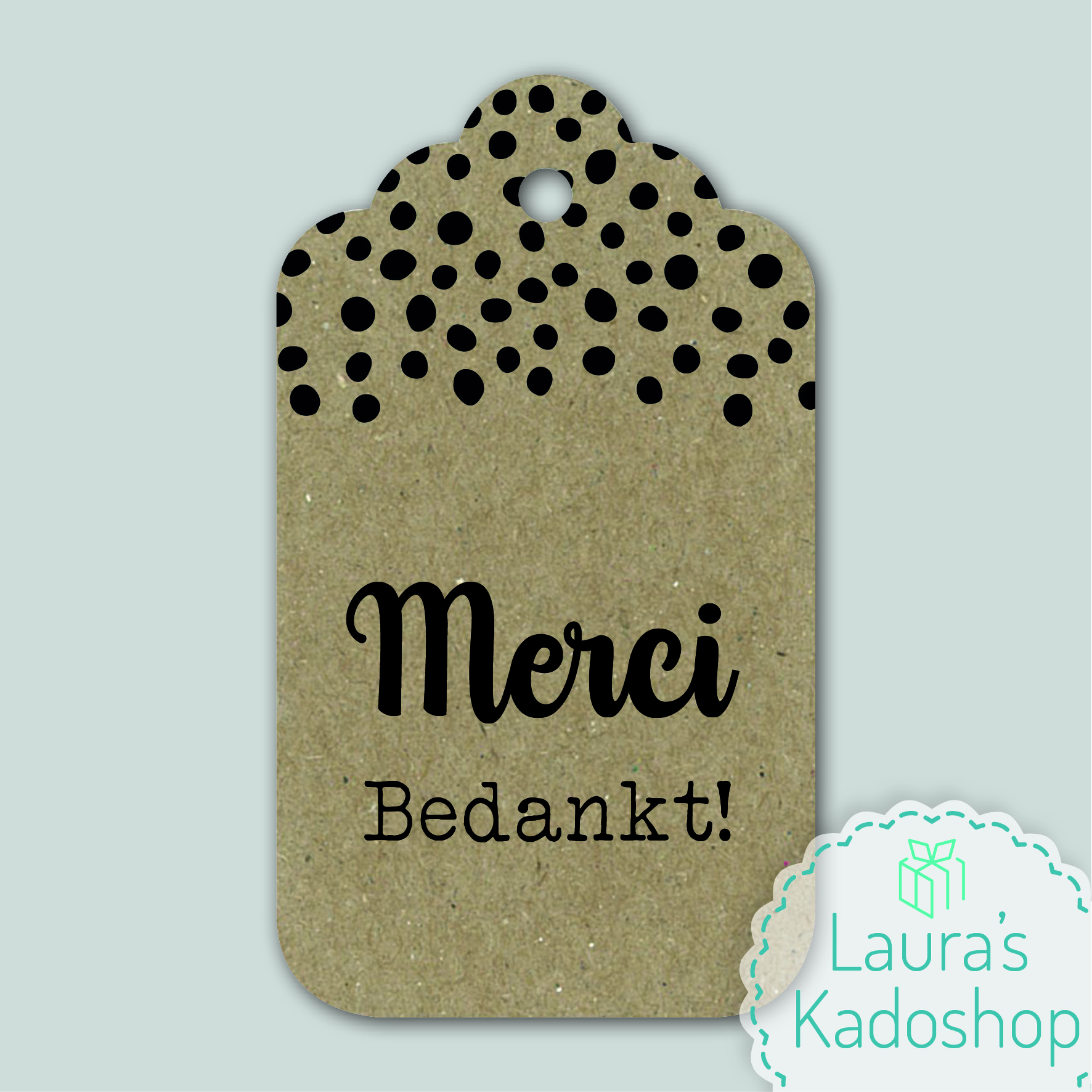 Kadolabel kraft - Merci Bedankt!