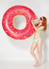 Giga opblaasbare roze donut Ø 120 cm