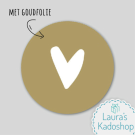 Sticker - goud met wit hartje