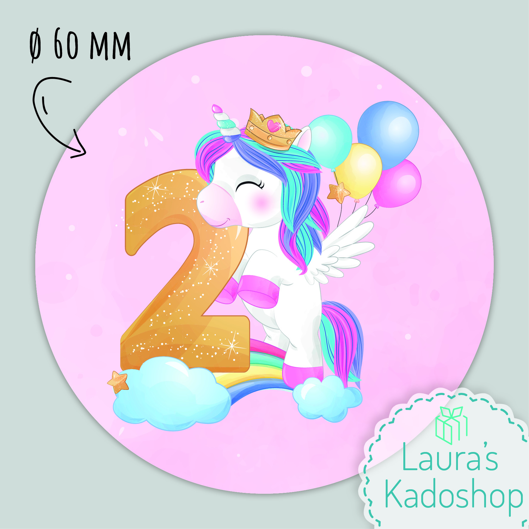 Sticker Unicorn [roze] (12 per vel)