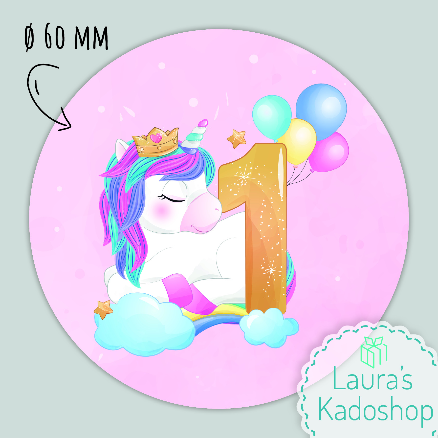 Sticker Unicorn [roze] (12 per vel)