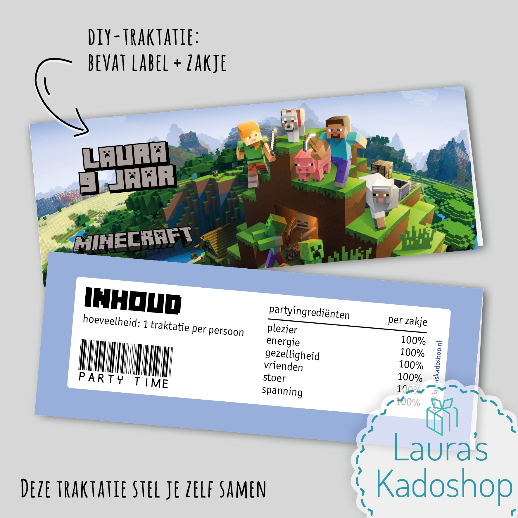 Label + zakje - Minecraft