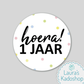 Sticker - Hoera! 1 jaar (2x)