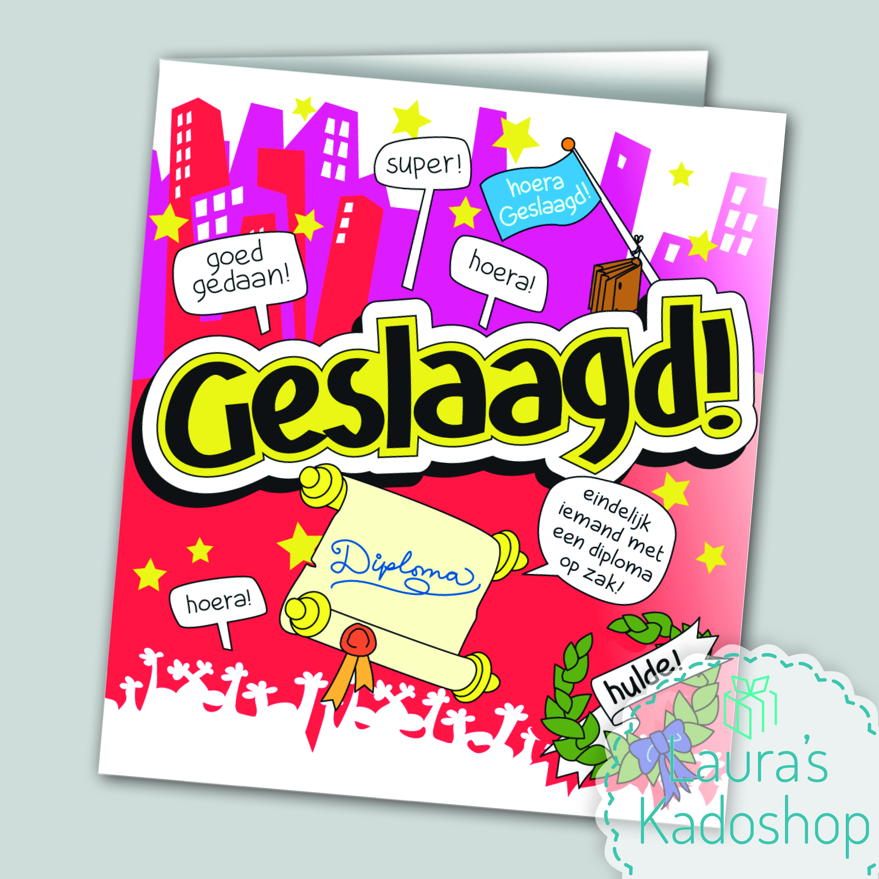 Wenskaart Cartoon - Geslaagd