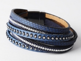 wikkelarmband leder | blauw