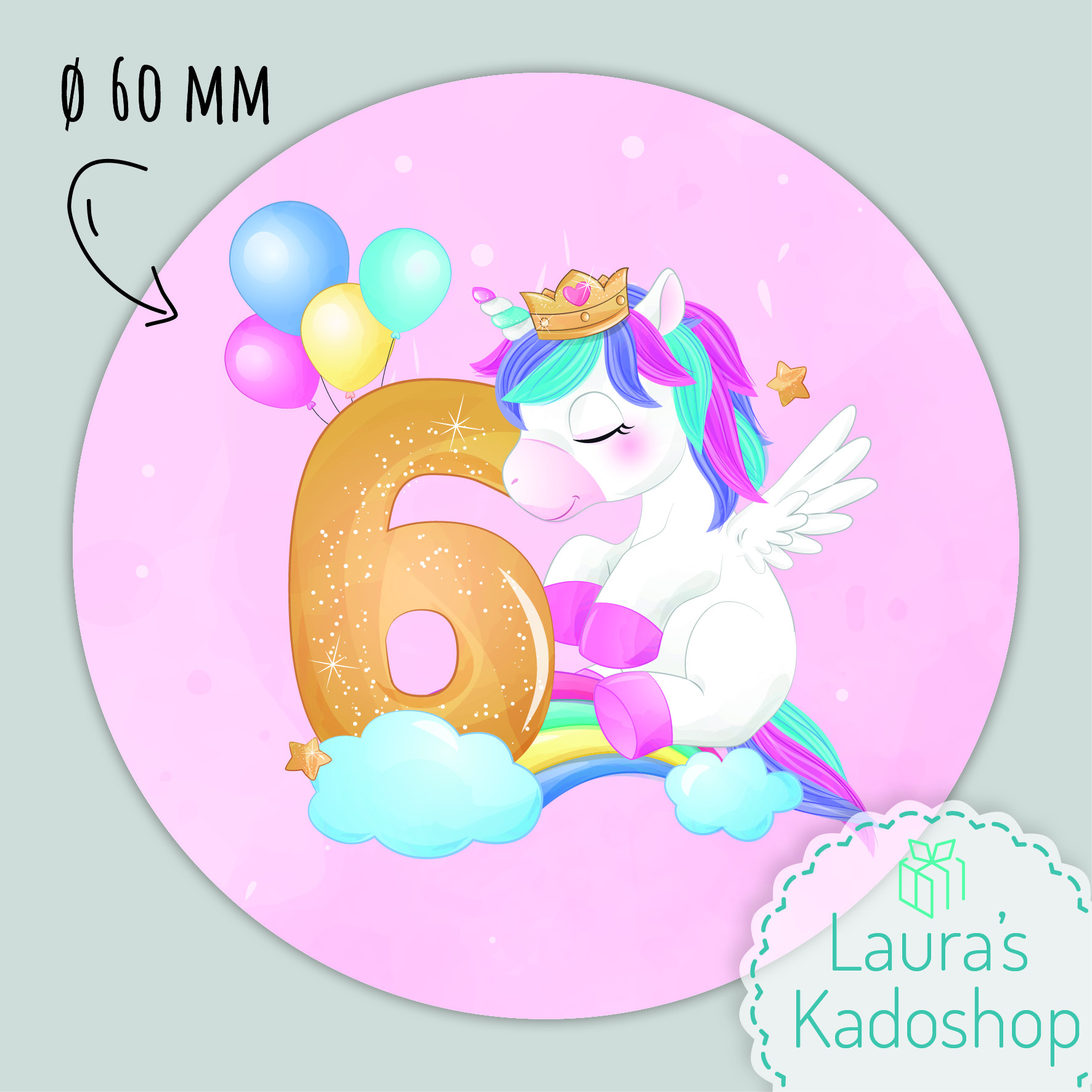 Sticker Unicorn [roze] (12 per vel)