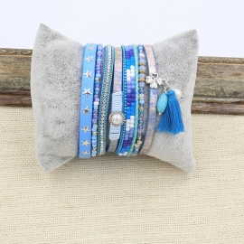 Wikkelarmband Happiness | lichtblauw