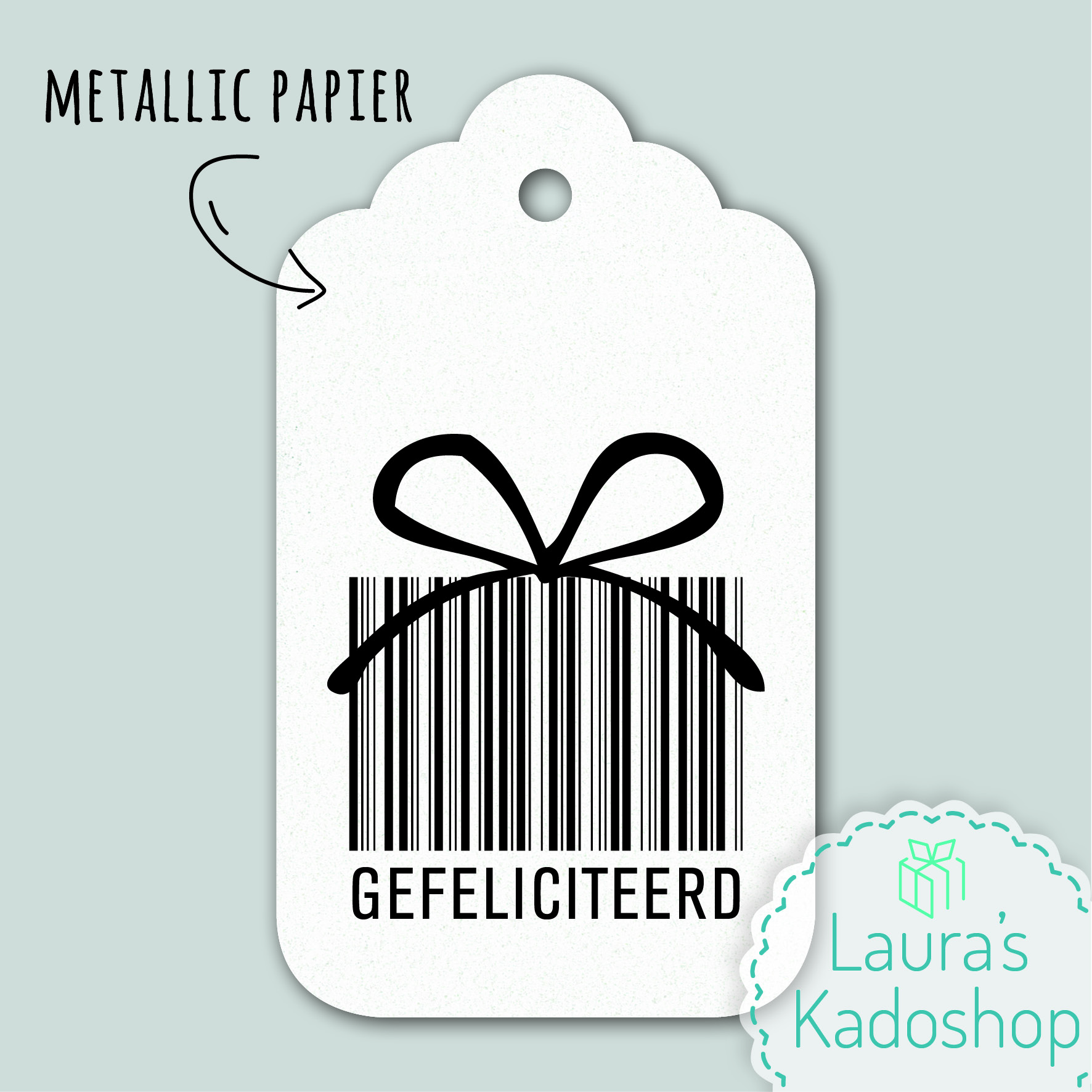 Kadolabel wit - GEFELICITEERD