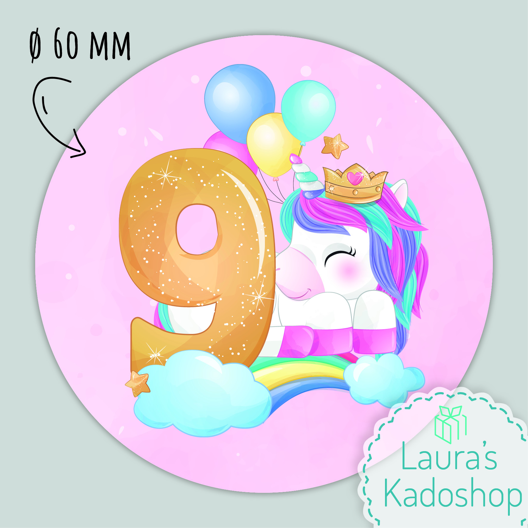 Sticker Unicorn [roze] (12 per vel)