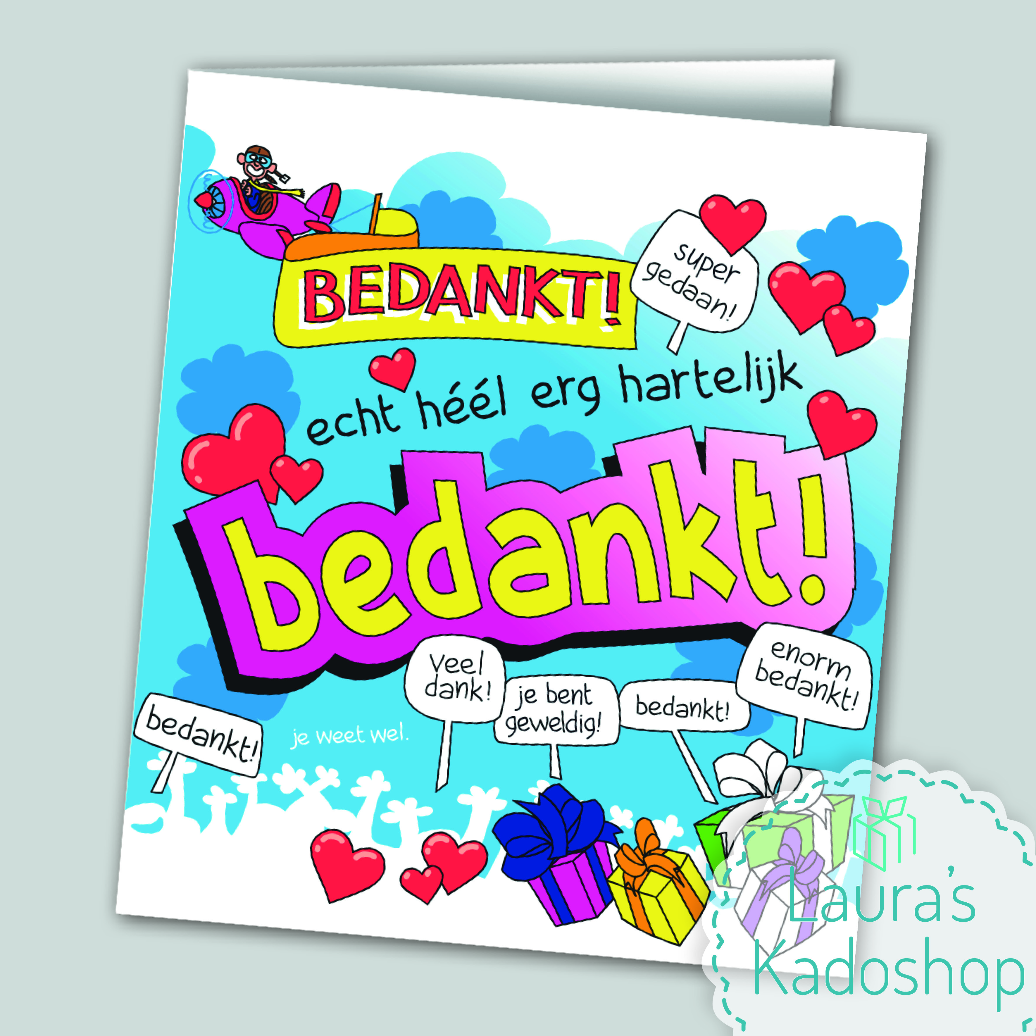 Wenskaart Cartoon - Bedankt