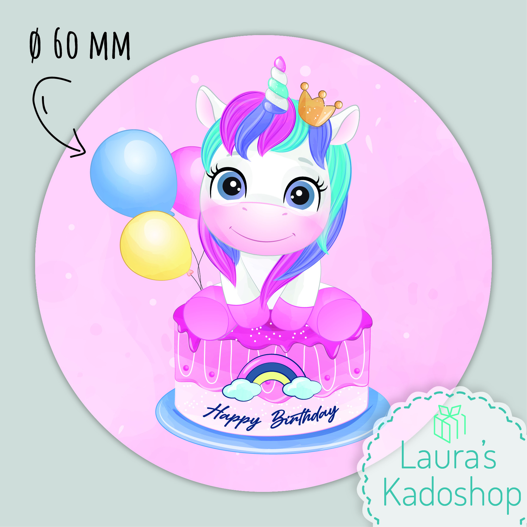 Sticker Unicorn [roze] (12 per vel)