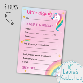 Uitnodigingen - Unicorn (6 stuks)