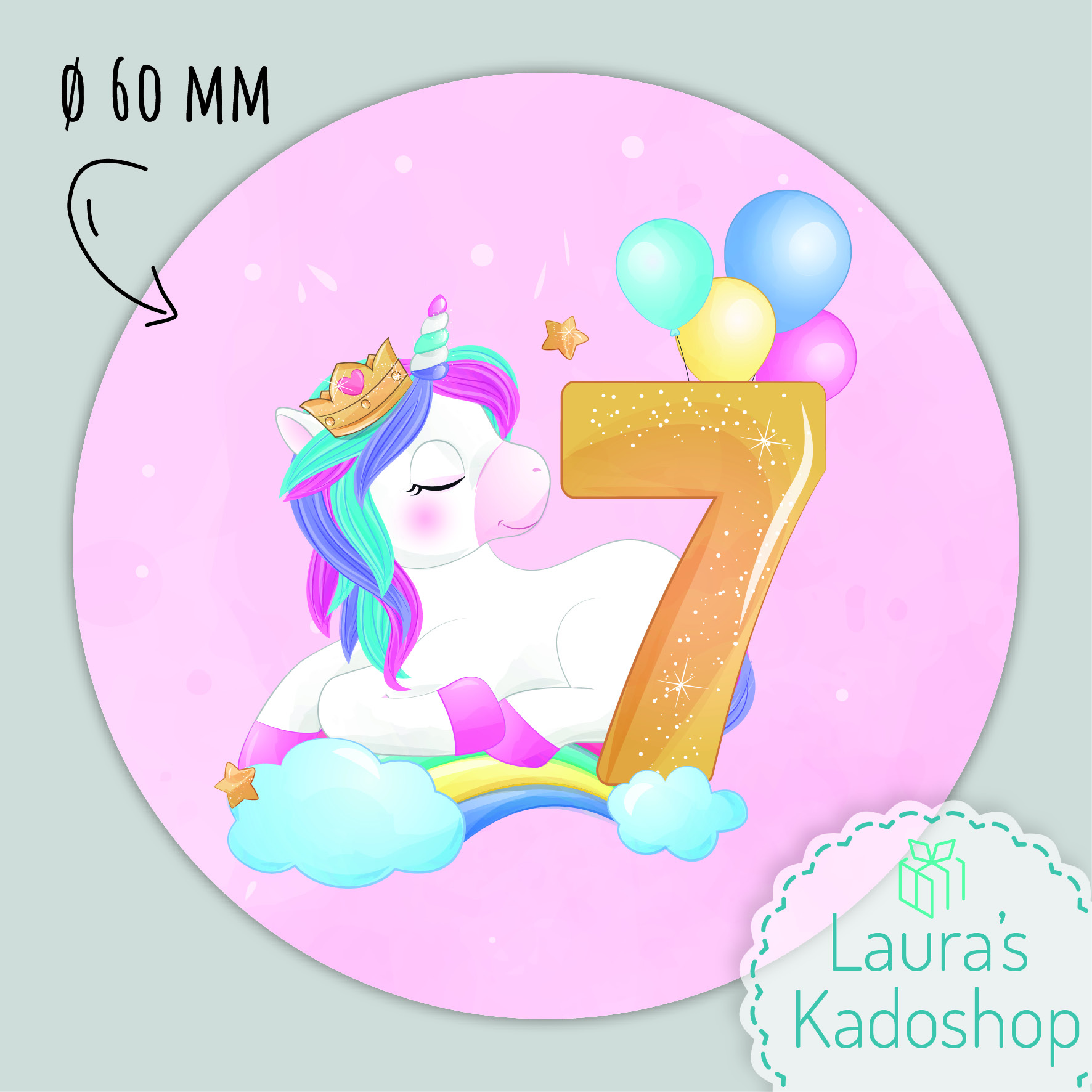 Sticker Unicorn [roze] (12 per vel)