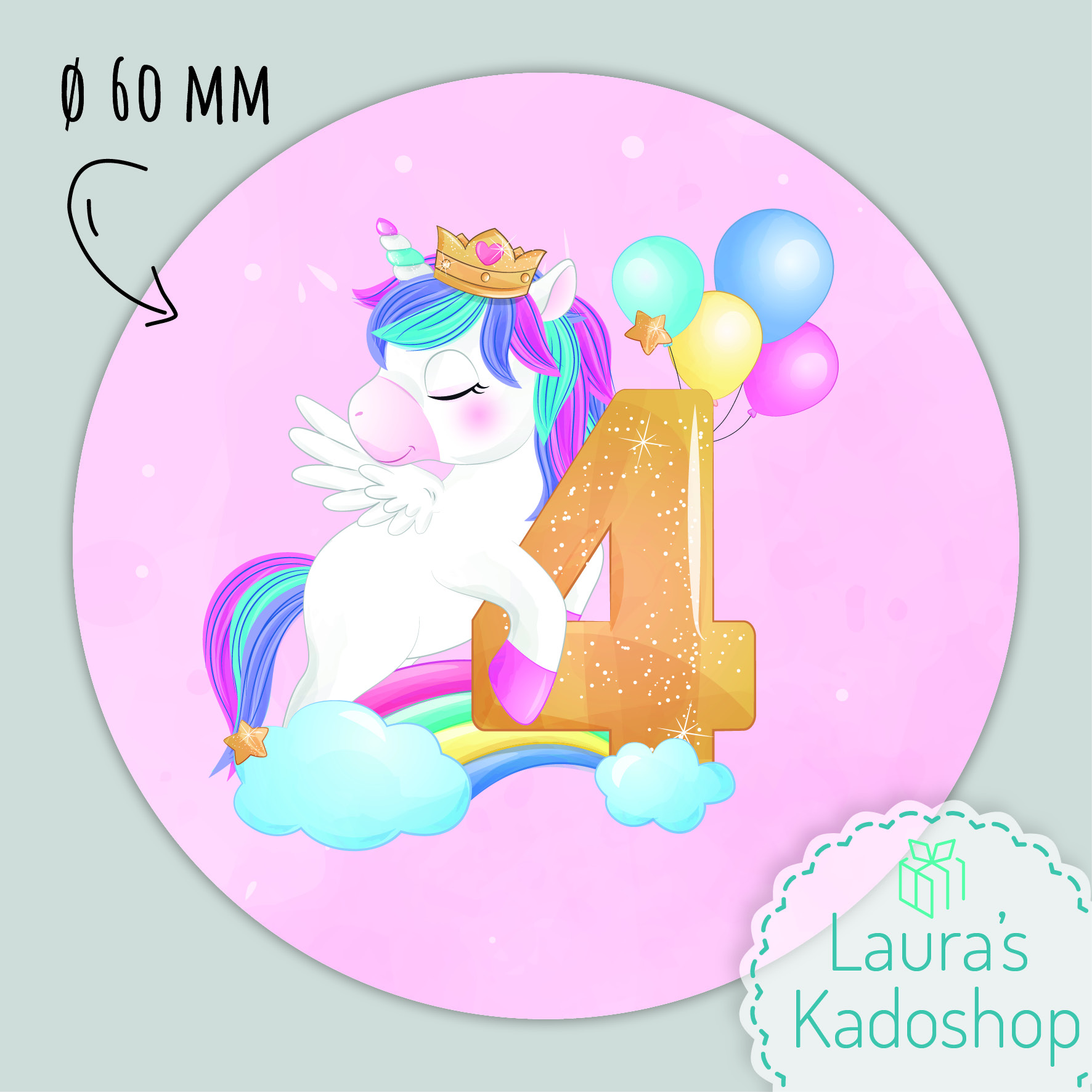 Sticker Unicorn [roze] (12 per vel)