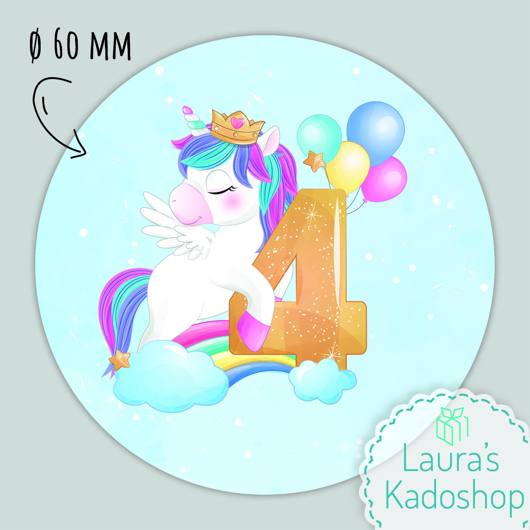 Sticker Unicorn [blauw] (12 per vel)