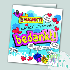 Wenskaart Cartoon - Bedankt
