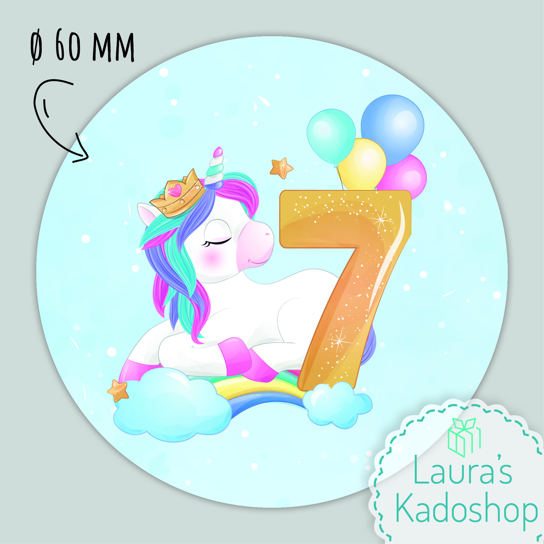 Sticker Unicorn [blauw] (12 per vel)