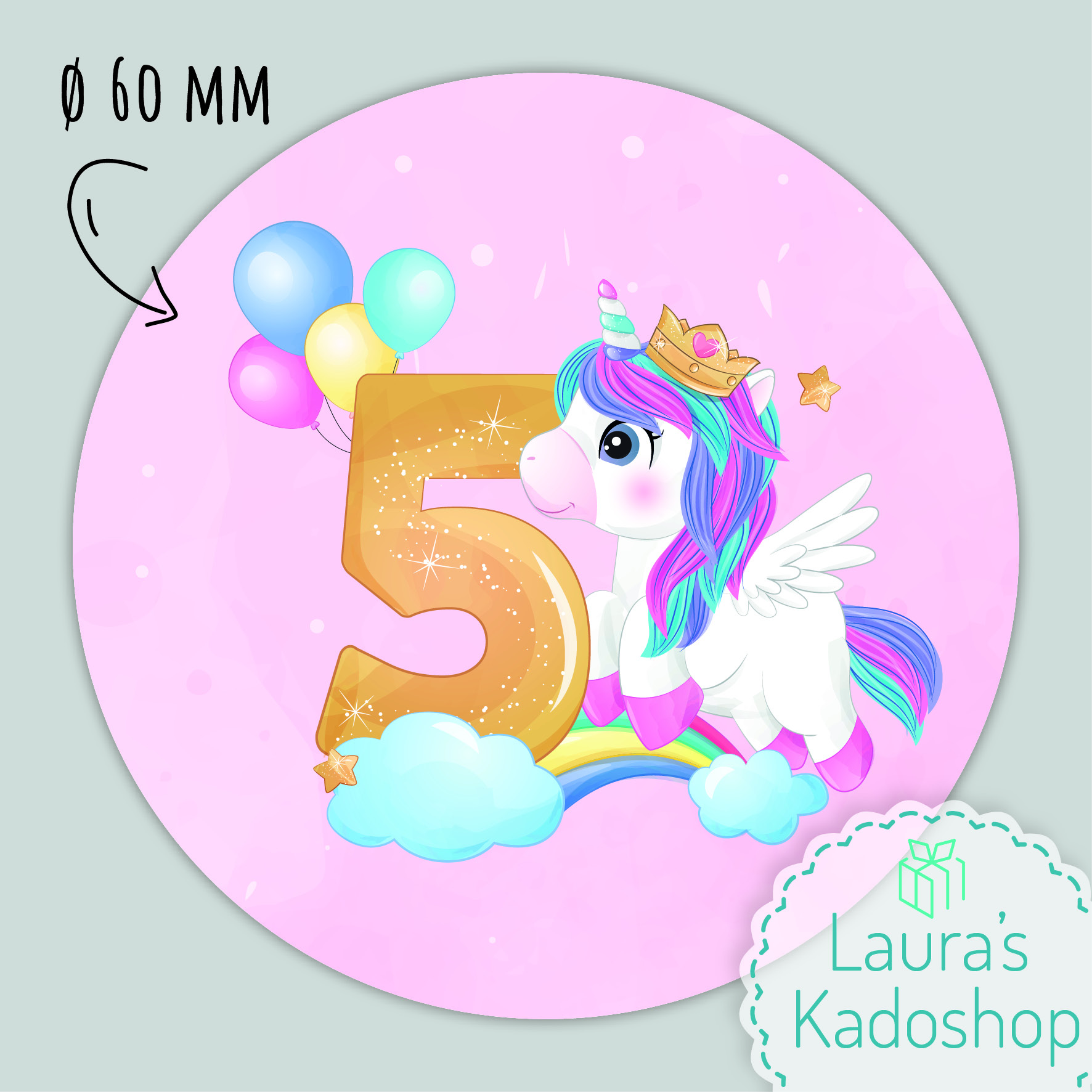 Sticker Unicorn [roze] (12 per vel)