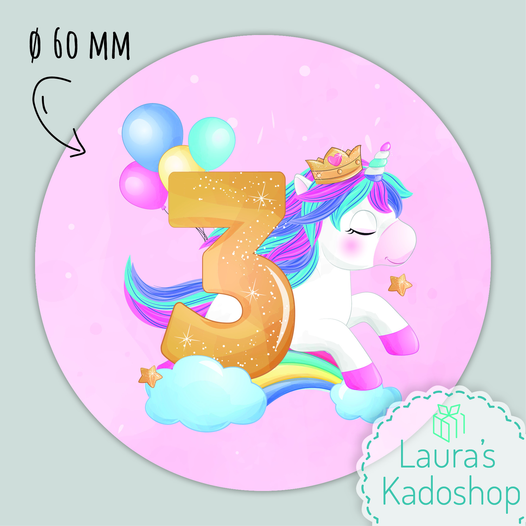 Sticker Unicorn [roze] (12 per vel)