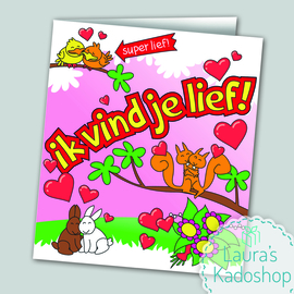 Wenskaart Cartoon - Ik vind je lief!