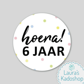 Sticker - Hoera! 6 jaar (2x)