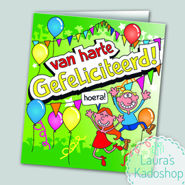 Wenskaart Cartoon - Van harte gefeliciteerd