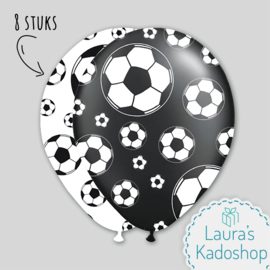 Ballonnen - Voetbal zwart/wit (8 stuks)