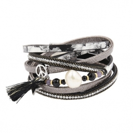 wikkelarmband Peace | zwart