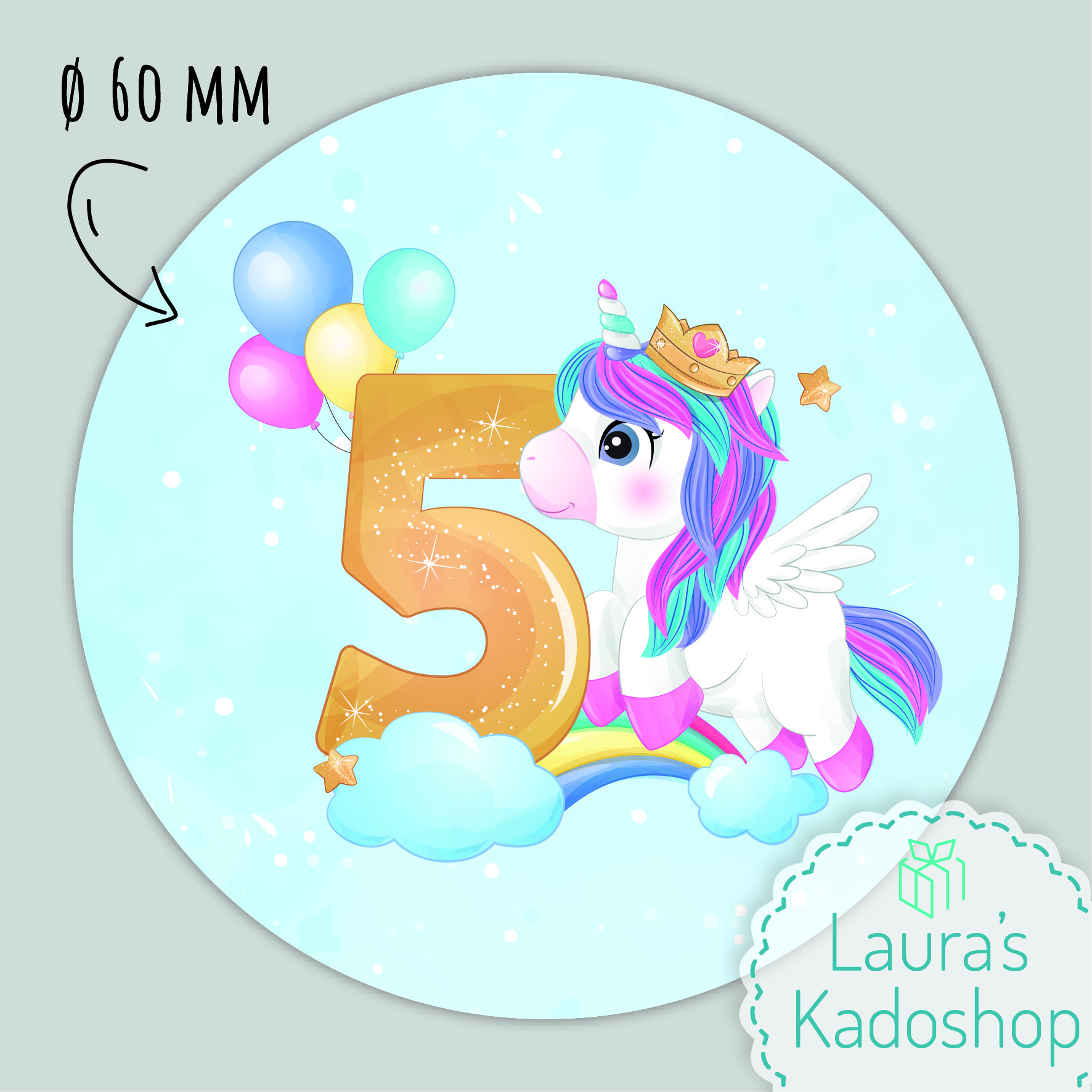 Sticker Unicorn [blauw] (12 per vel)