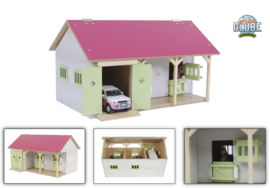 Kids Globe 610245 - Paardenstal met 2 boxen en berging roze  (1:32)