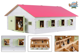 Kids Globe 610189 - Paardenstal met 7 boxen roze/wit (1:24)