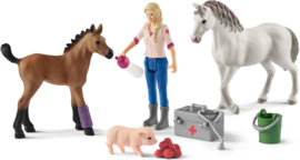 Schleich 42486 - Dierenarts met Merrie en Veulen