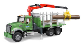 Bruder 2824 - MACK Granite houttransporter met kraan en 3 boomstammen