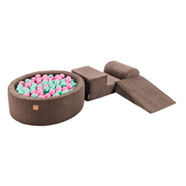 Corduroy Foam speelblokken met ballenbak en 200 ballen - Bruin