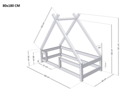 Tipi bed met hekje in verschillende maten